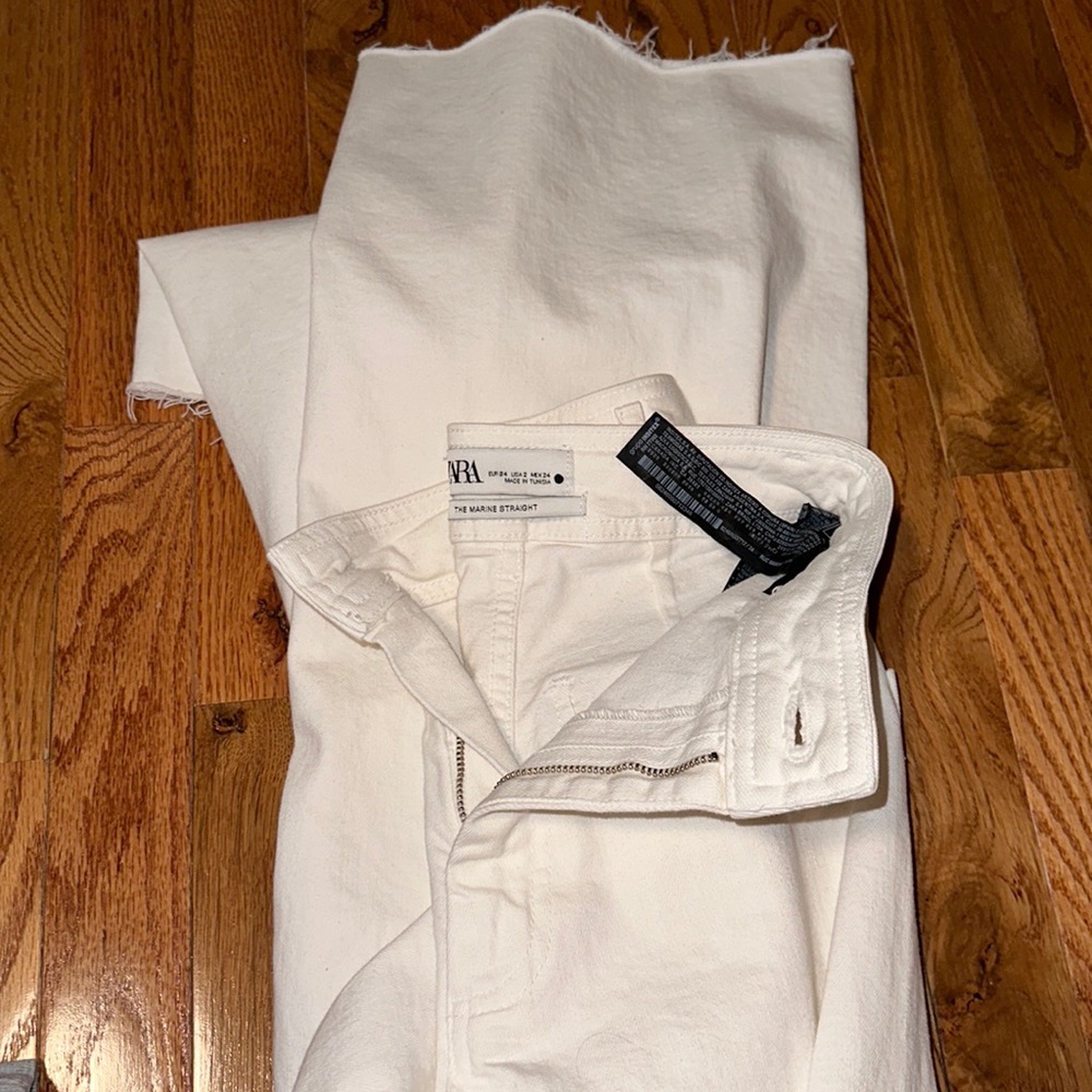 Zara white straight legged pants